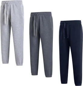 3 Pack of Jogger Mens Fleece Active Athletic Workout Sweatpants for Men Elastic Waist Drawstring