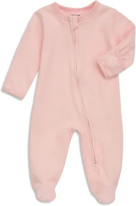 Aablexema Baby Footed Pajamas with Mitten Cuffs - Unisex Newborn Infant 2 Ways Zipper Cotton Footie Pjs