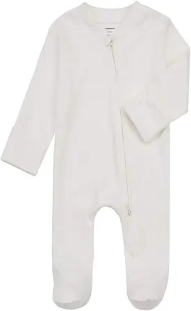 Aablexema Baby Footed Pajamas with Mitten Cuffs - Unisex Newborn Infant 2 Ways Zipper Cotton Footie Pjs
