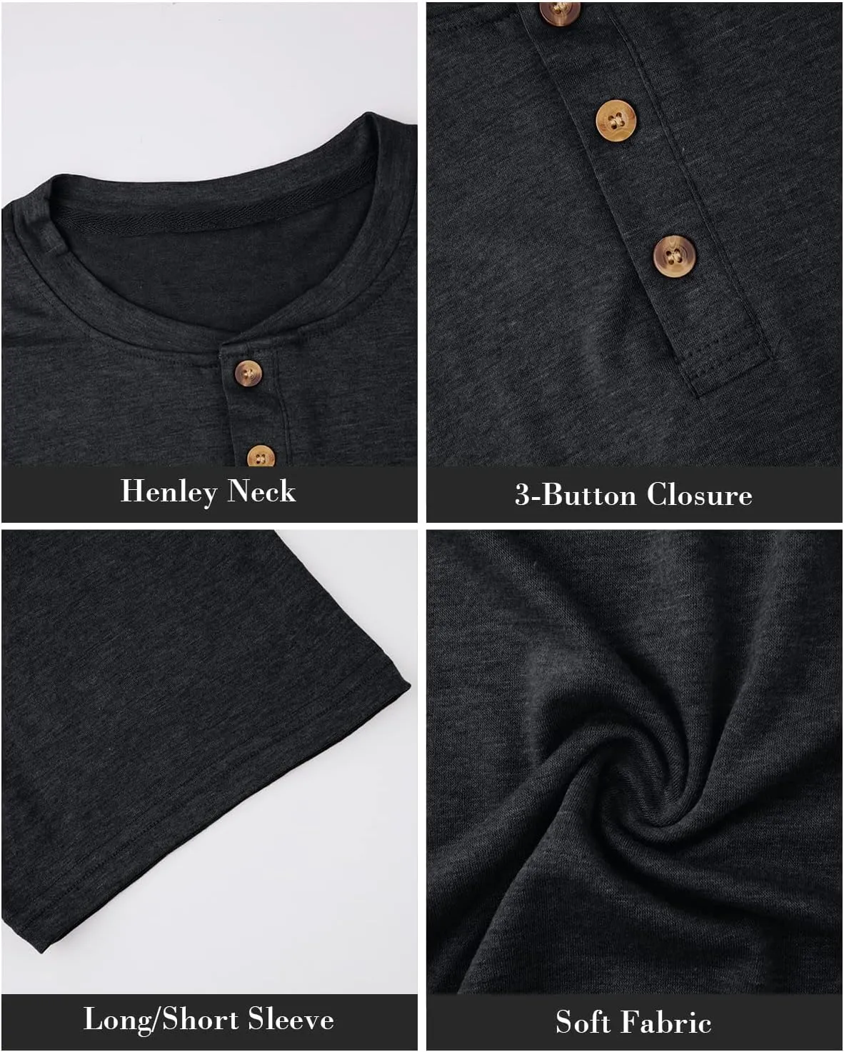 Angbater Men's Henley Shirts Casual Short Sleeve Button Cotton Tee Fashion Classic Tee T-Shirt with Pocket