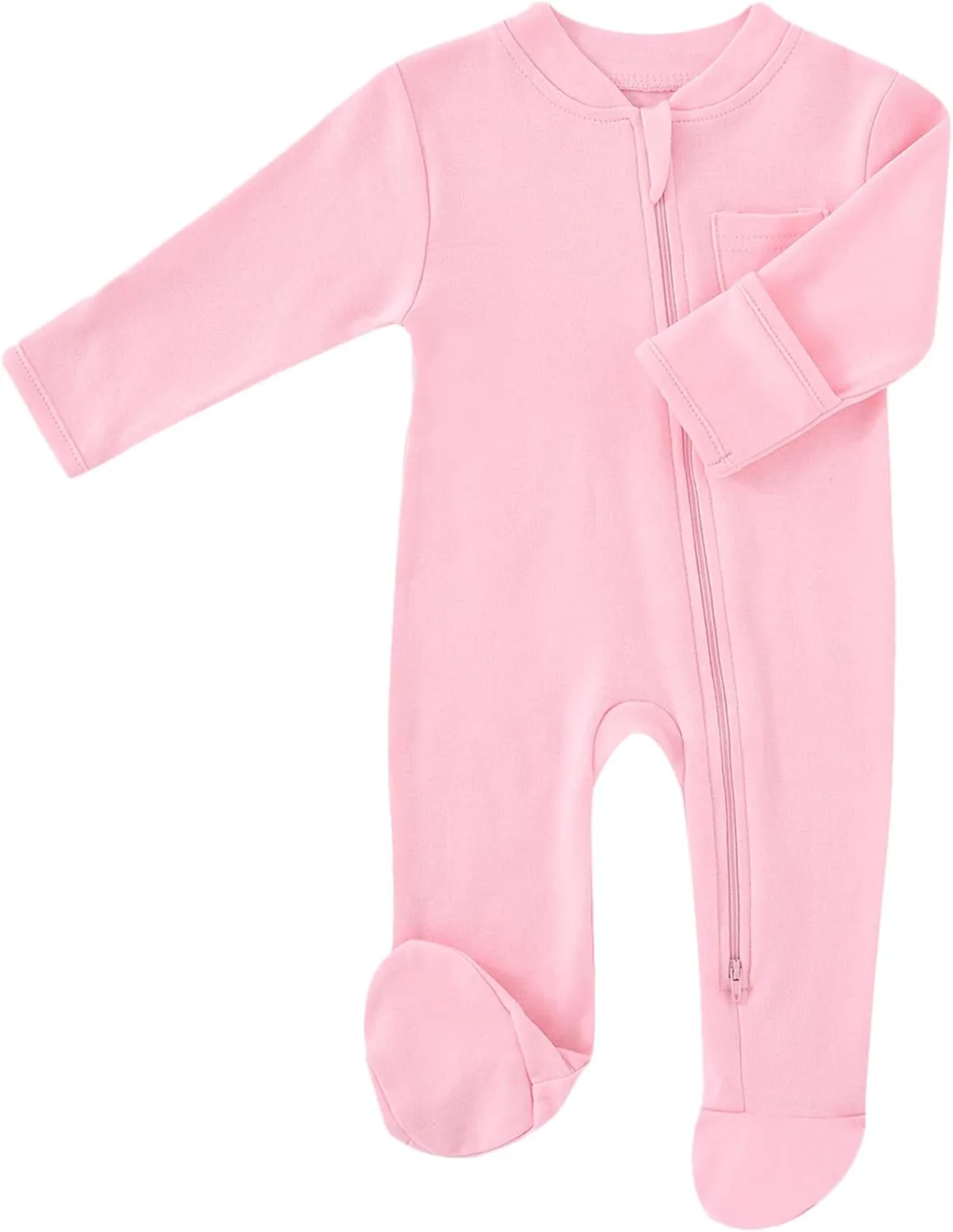 Baby 2 Way Zipper Girls Boys 100% Cotton Footed Sleep and Play with Mitten Cuffs 0-12 Months
