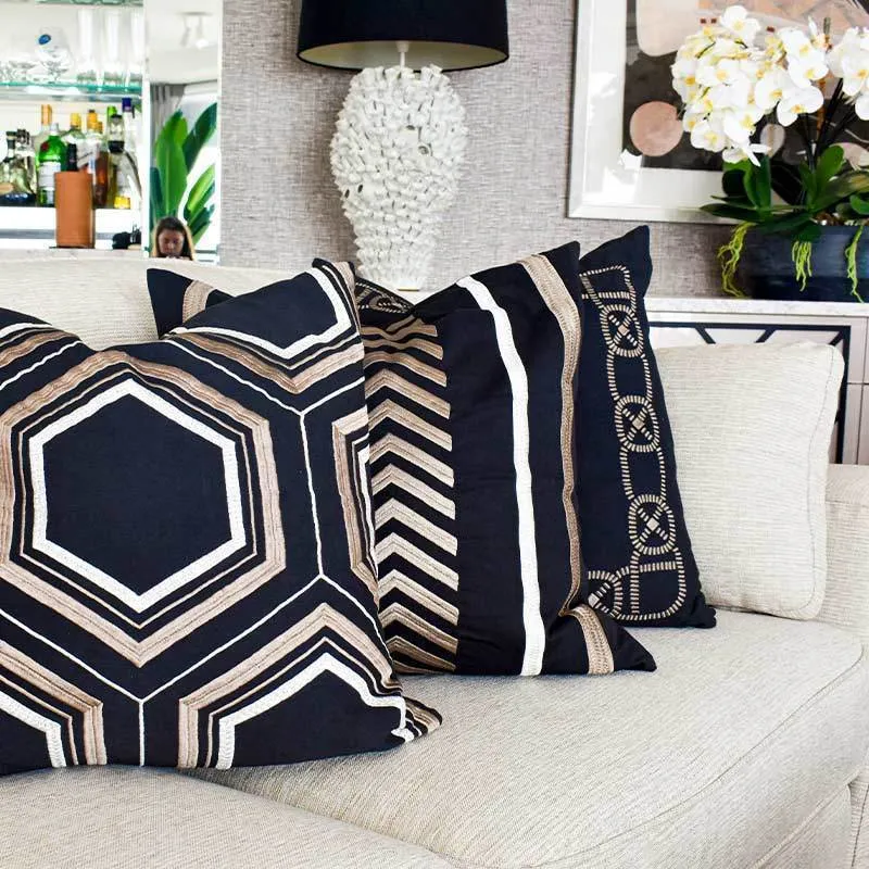 Boat Knot Black Lounge Cushion 55 x 55cm