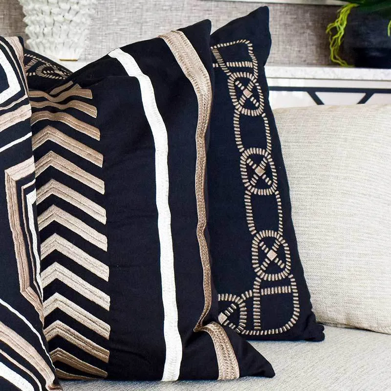 Boat Knot Black Lounge Cushion 55 x 55cm