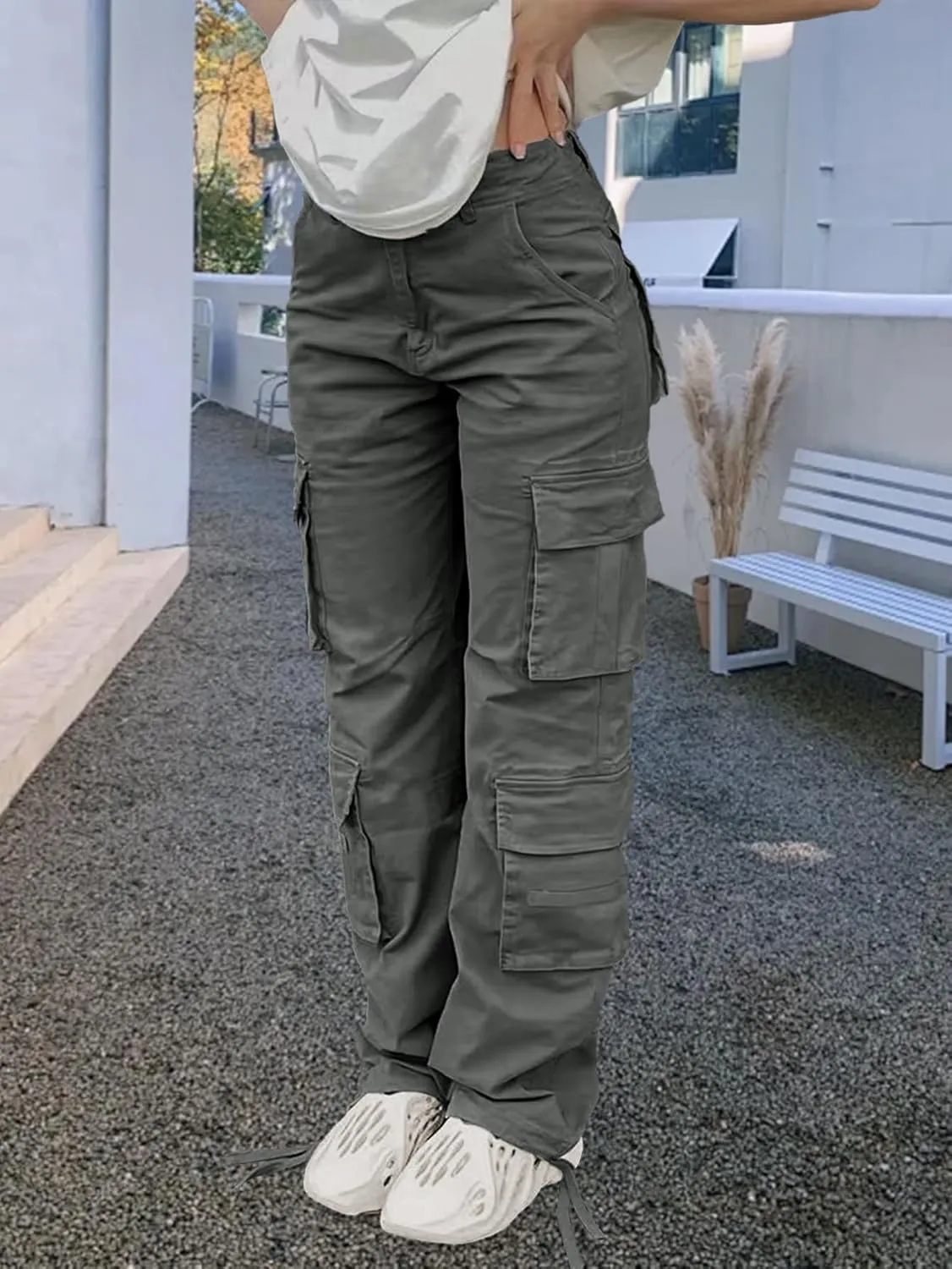 Cargo Pants for Women High Waisted Casual Pants Work Pants Baggy Stretchy Wide Leg Y2K Streetwear with Pockets