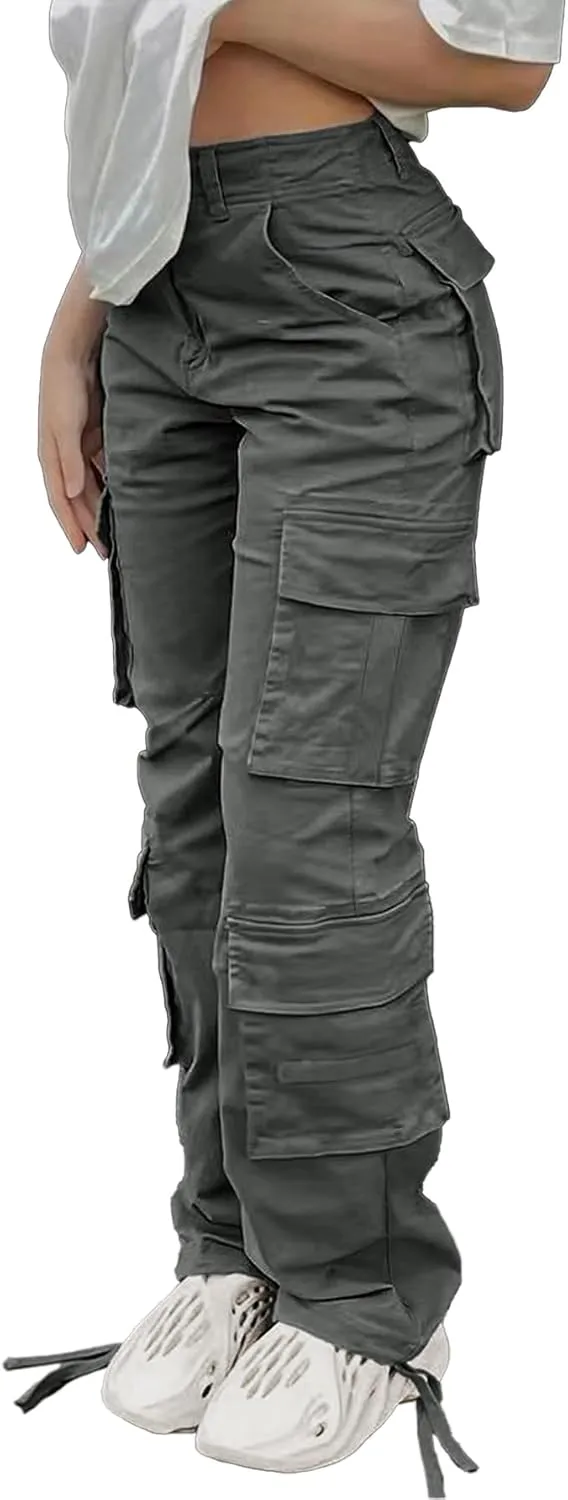 Cargo Pants for Women High Waisted Casual Pants Work Pants Baggy Stretchy Wide Leg Y2K Streetwear with Pockets