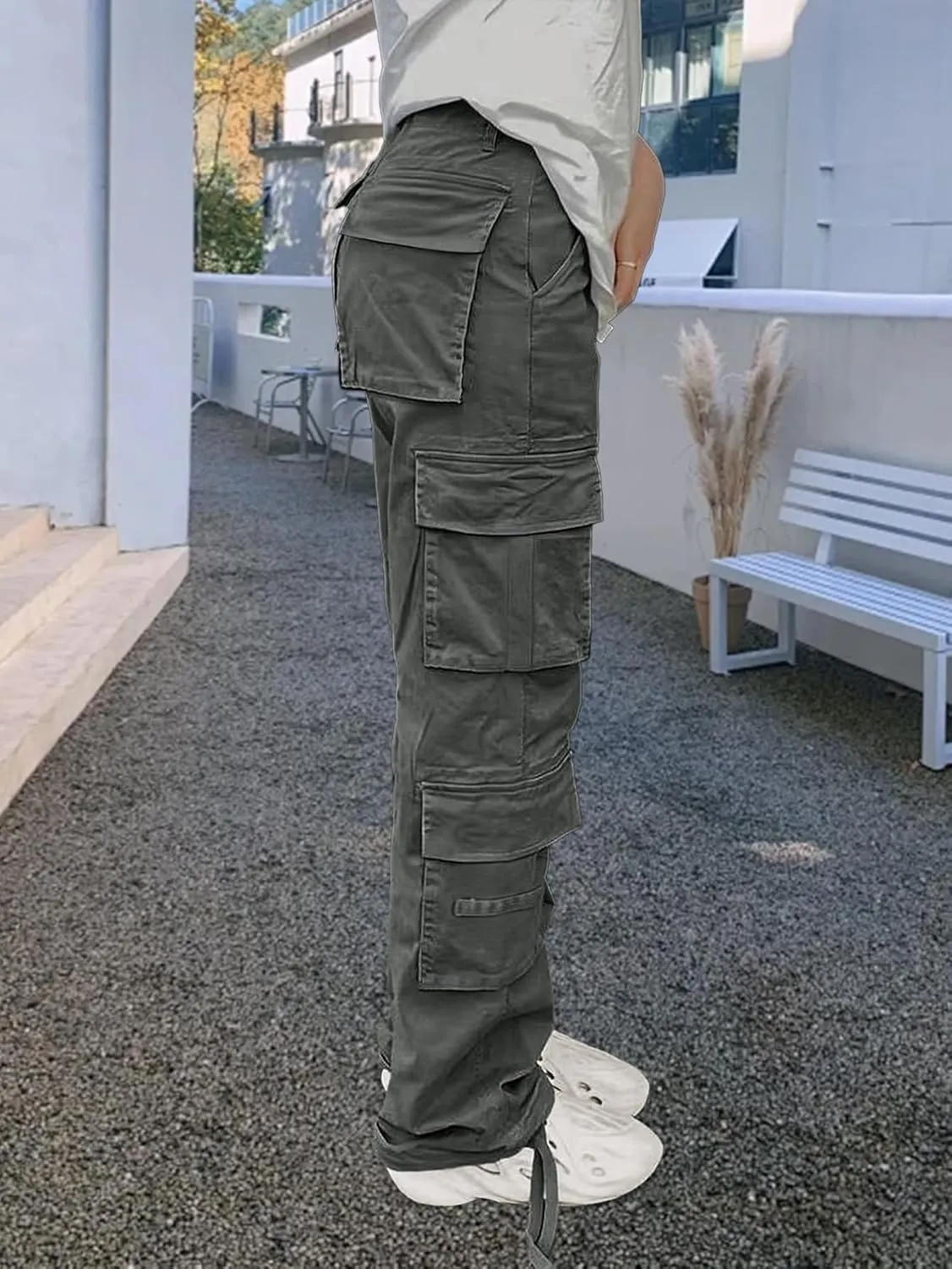 Cargo Pants for Women High Waisted Casual Pants Work Pants Baggy Stretchy Wide Leg Y2K Streetwear with Pockets