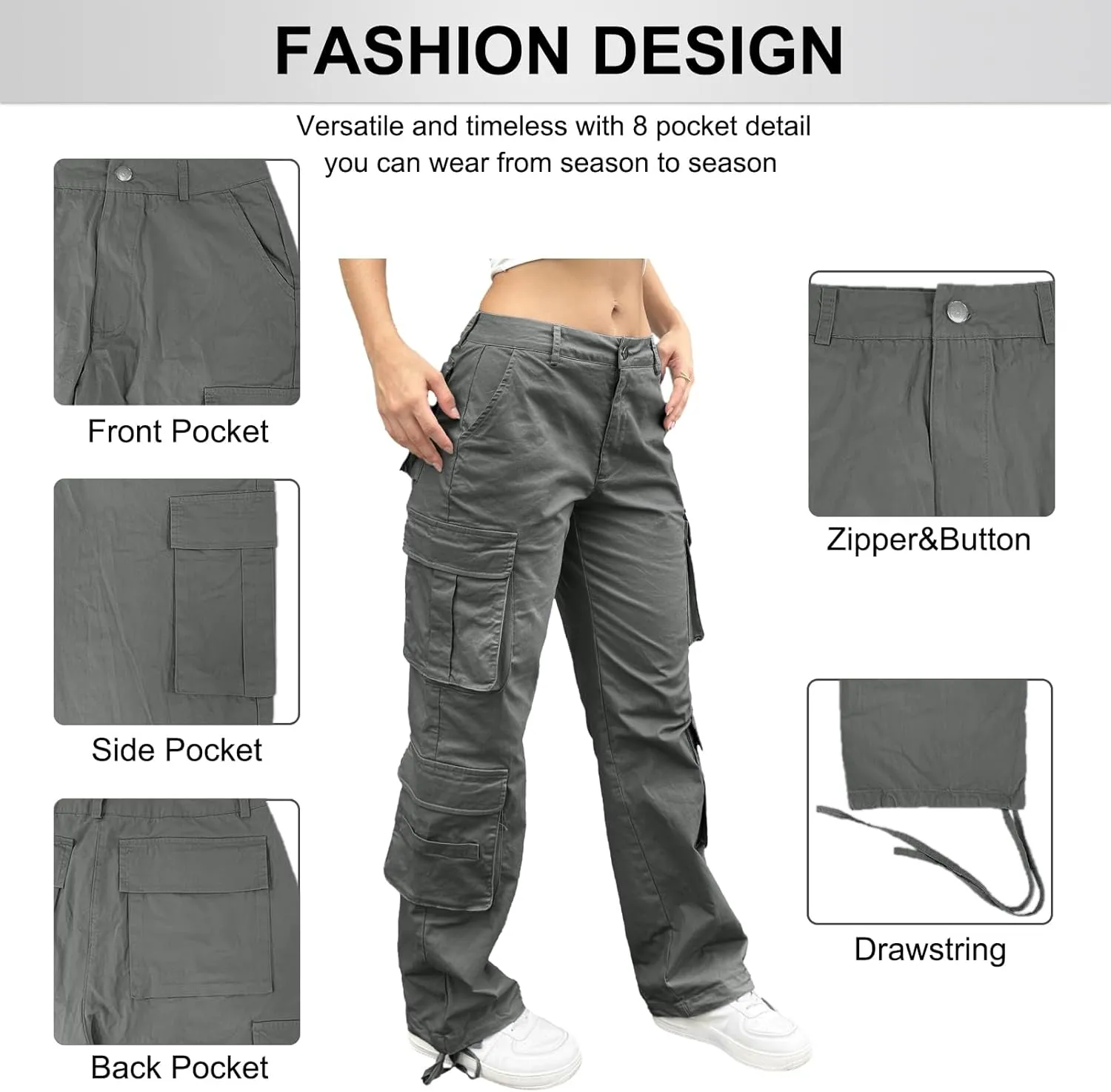 Cargo Pants for Women High Waisted Casual Pants Work Pants Baggy Stretchy Wide Leg Y2K Streetwear with Pockets