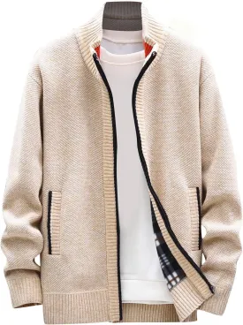 Casual Sweaters Cardigan Knitted Long Sleeve Jacket Full Zip Fleece Winter Warm Coat Outdoor Work Dress, XL-4XL