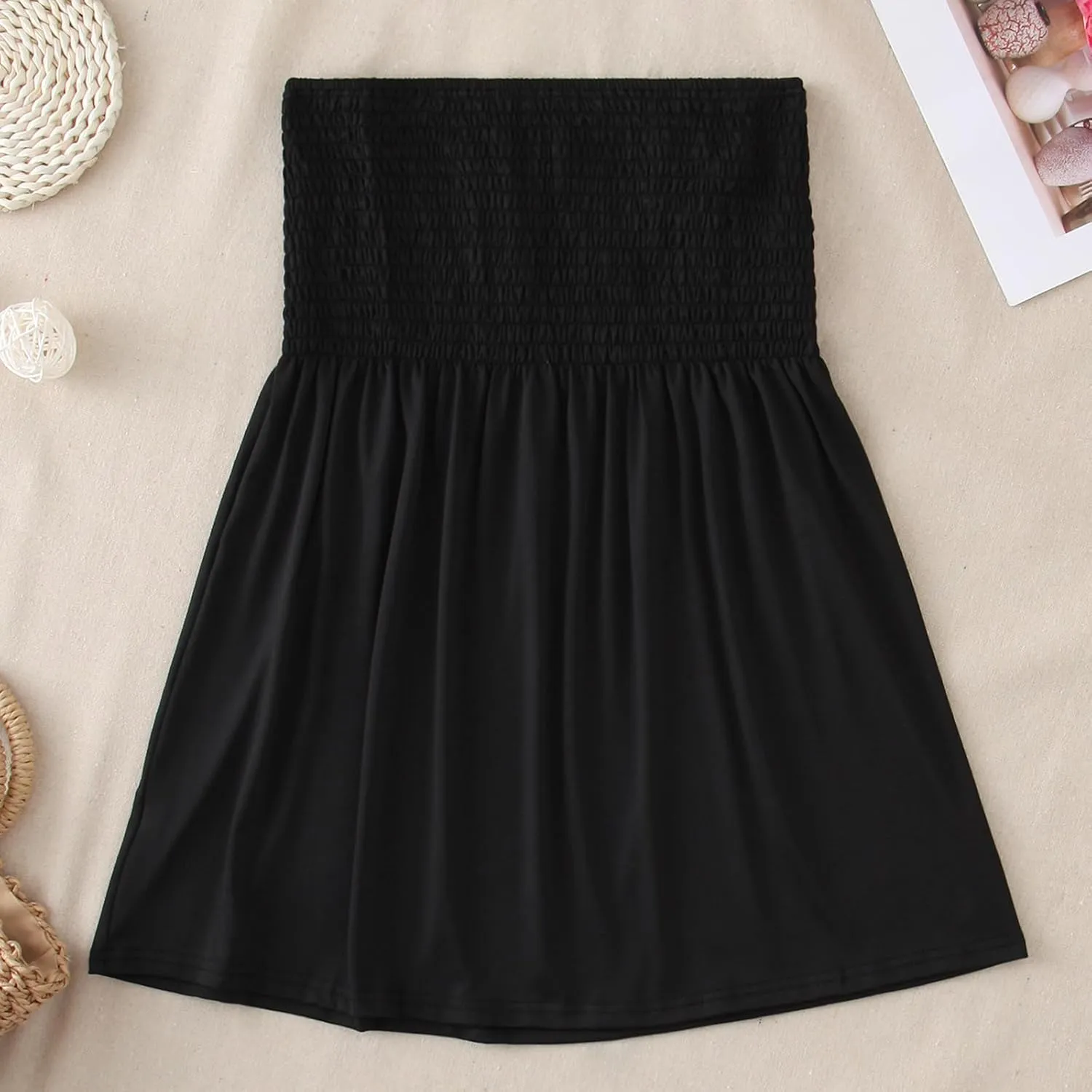Comeon Plus Size Tube Top for Women Strapless Pleated Off The Shoulder Tops Sexy Summer Tunic Tank Top Soft Casual Cami