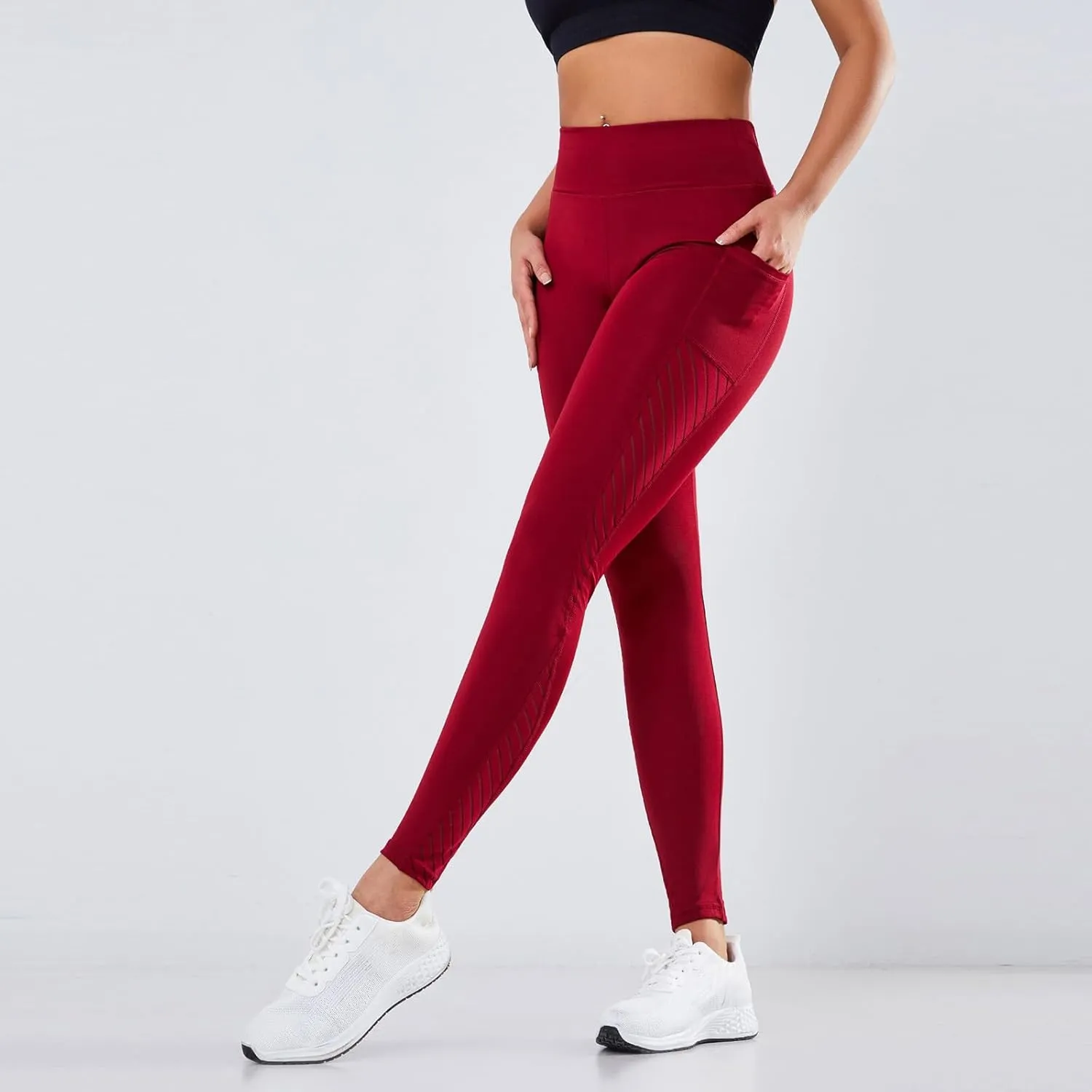 High Waisted Leggings with Pockets for Women Soft Athletic Tummy Control Yoga Pants Running Workout Compression Gym