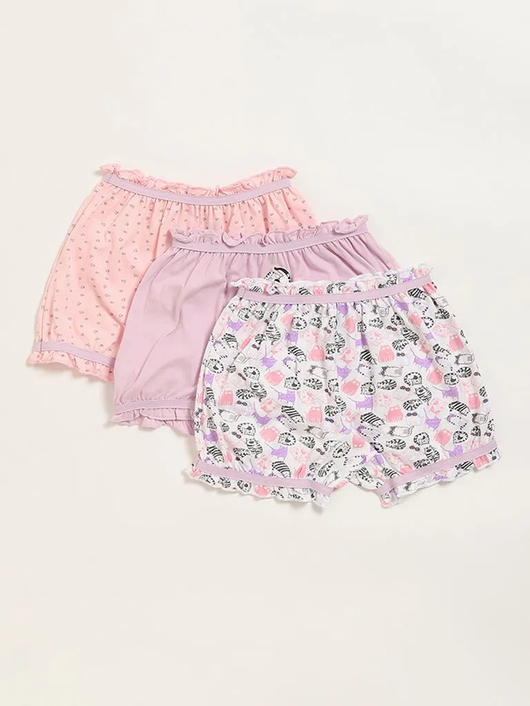 HOP Kids Multicolour Printed Bloomers - Pack of 3