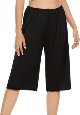 MANCYFIT Pettipants for Women Culotte Slip Bloomers Satin Pant Under Dresses Lace Trim