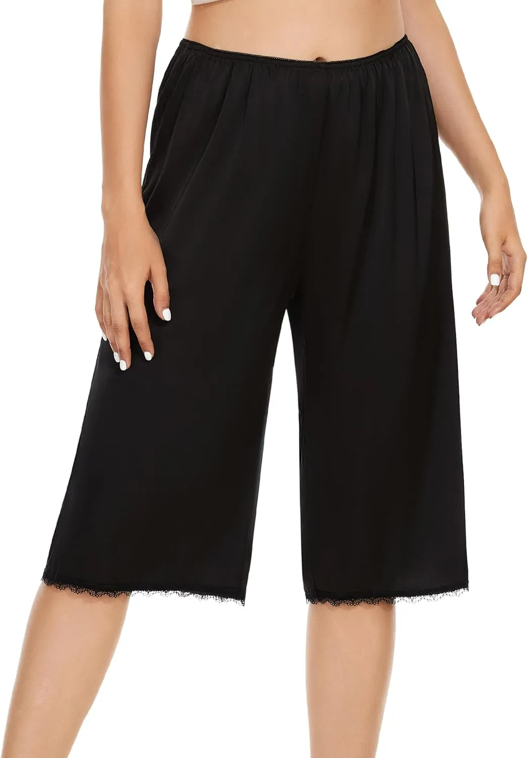 MANCYFIT Pettipants for Women Culotte Slip Bloomers Satin Pant Under Dresses Lace Trim