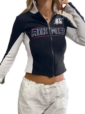 MOLERFO Zip Up Jacket Blokecore Clothes Womens Jackets Lightweight Trendy Y2k Jacket Cropped Jacket Women
