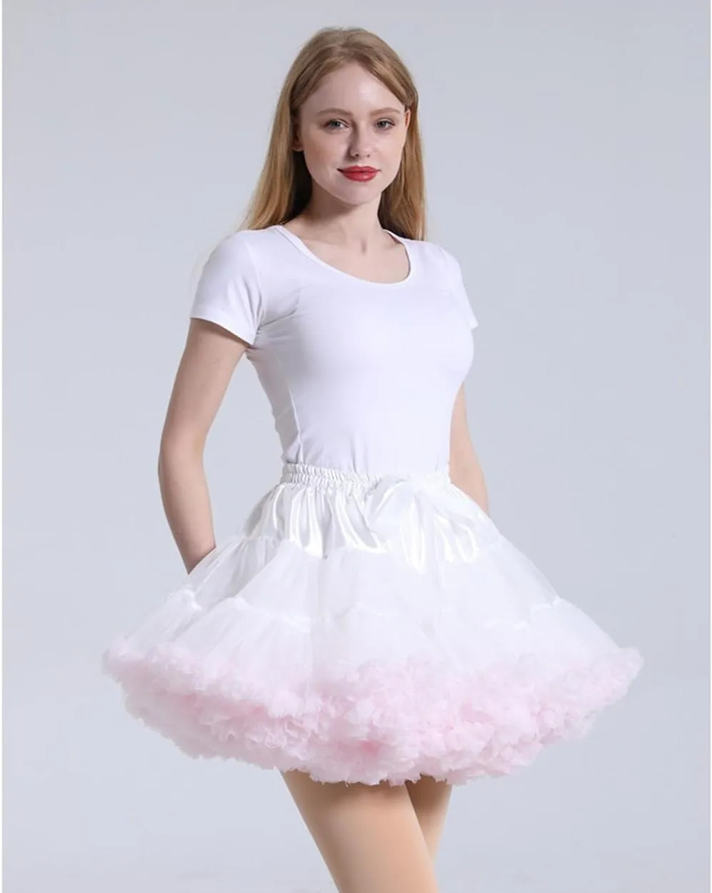 PhilaeEC Women's Elastic Chiffon Petticoat Puffy Tutu Tulle Skirt Princess Ballet Dance Pettiskirts Underskirt Multi-Layer