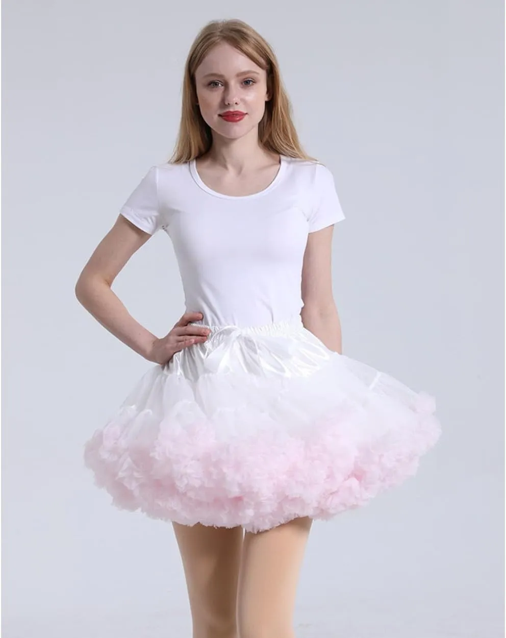 PhilaeEC Women's Elastic Chiffon Petticoat Puffy Tutu Tulle Skirt Princess Ballet Dance Pettiskirts Underskirt Multi-Layer