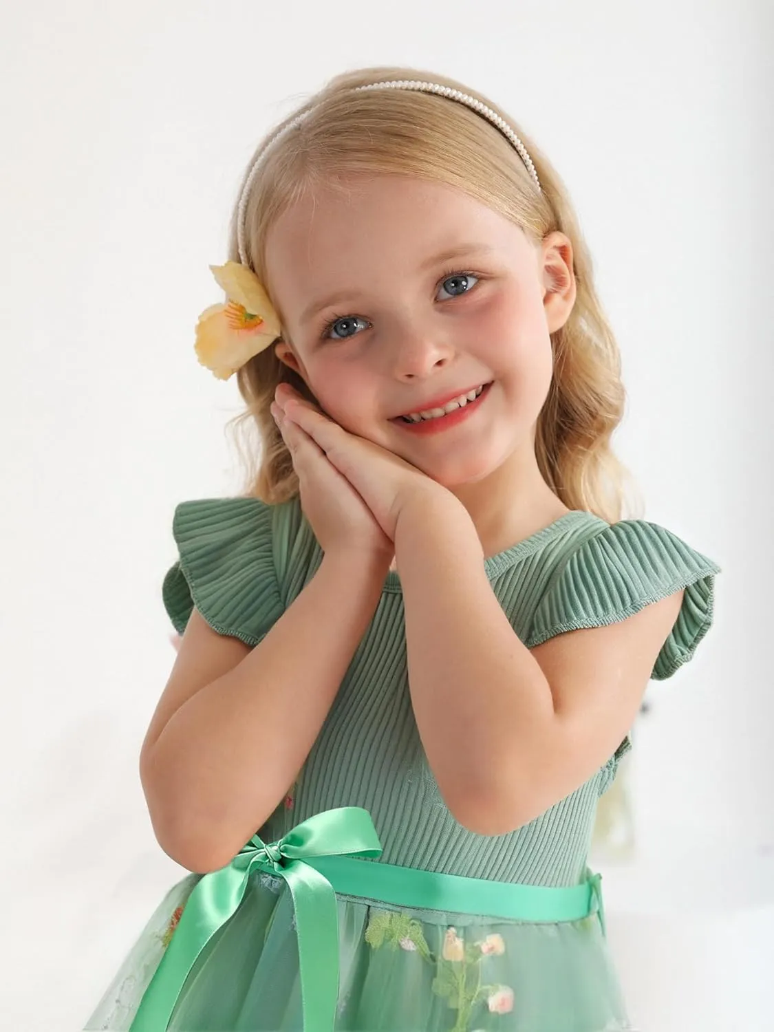 Sinhoon Toddler Girl Tulle Dress Summer Ruffle Sleeveless Baby Girl Fashion Casual Dresses 1-6Y