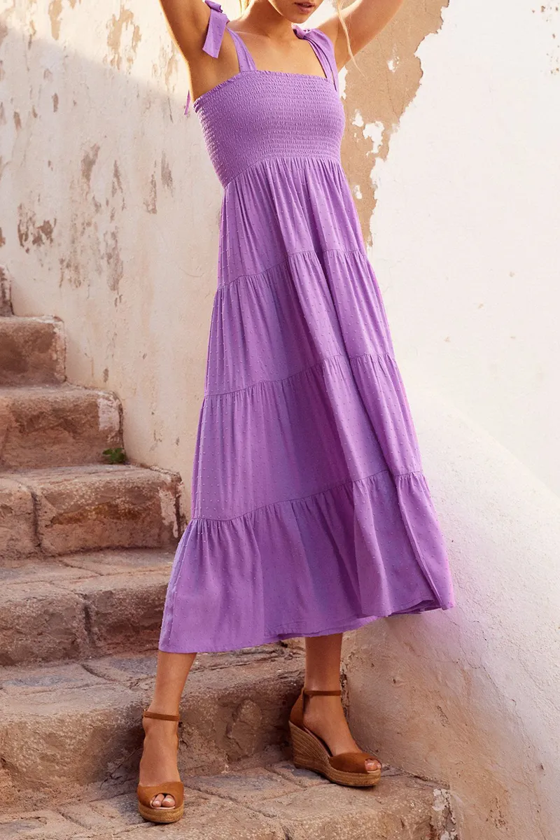 Solid Bandage Square Collar Cake Skirt Dresses