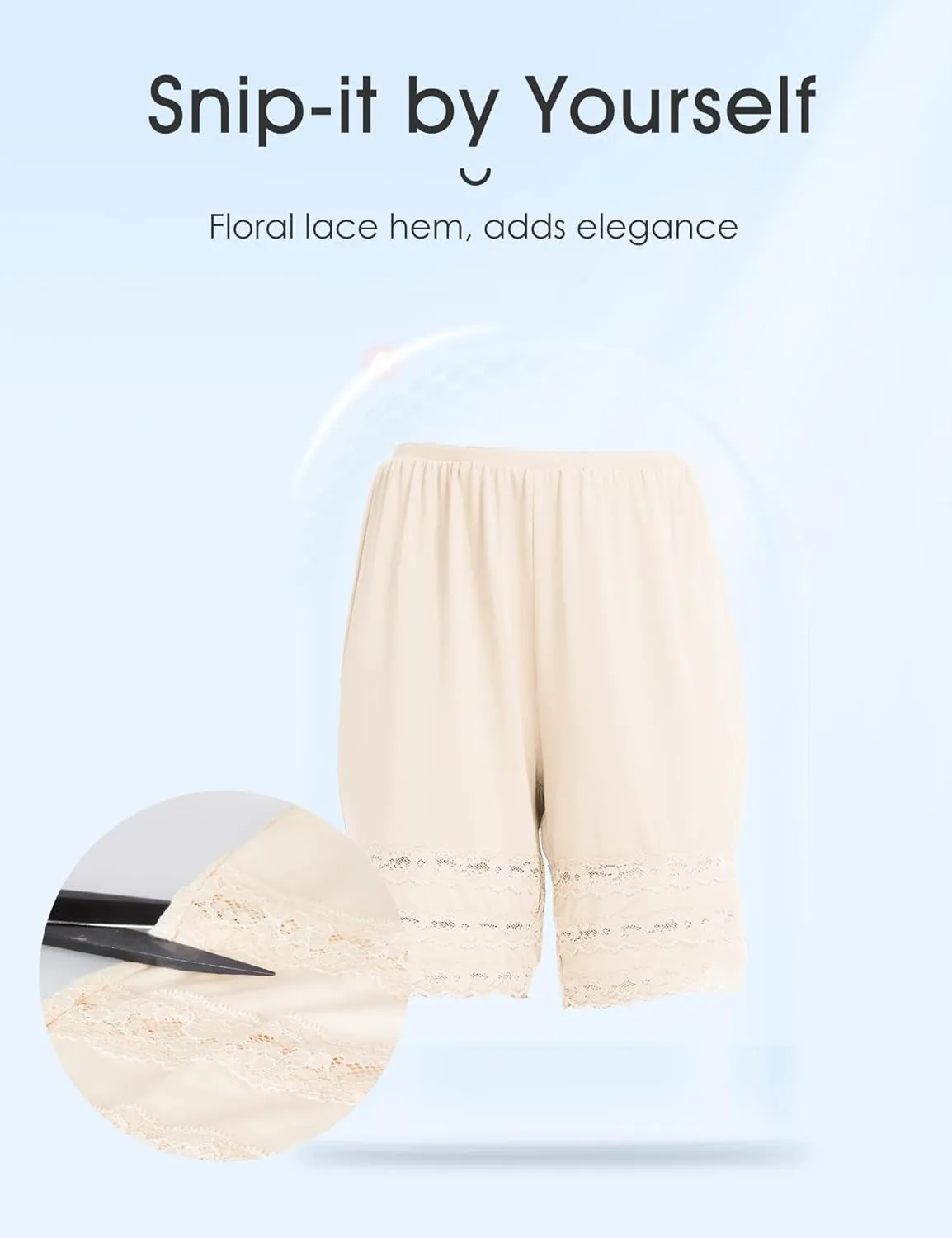 Subuteay Lace Split Slips for Women Smooth Bloomer Pants Above Knee Pettipants