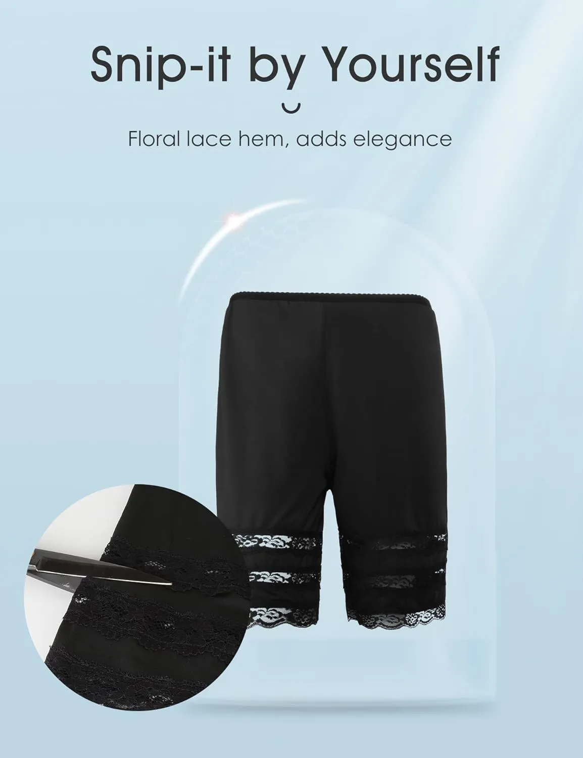 Subuteay Lace Split Slips for Women Smooth Bloomer Pants Above Knee Pettipants