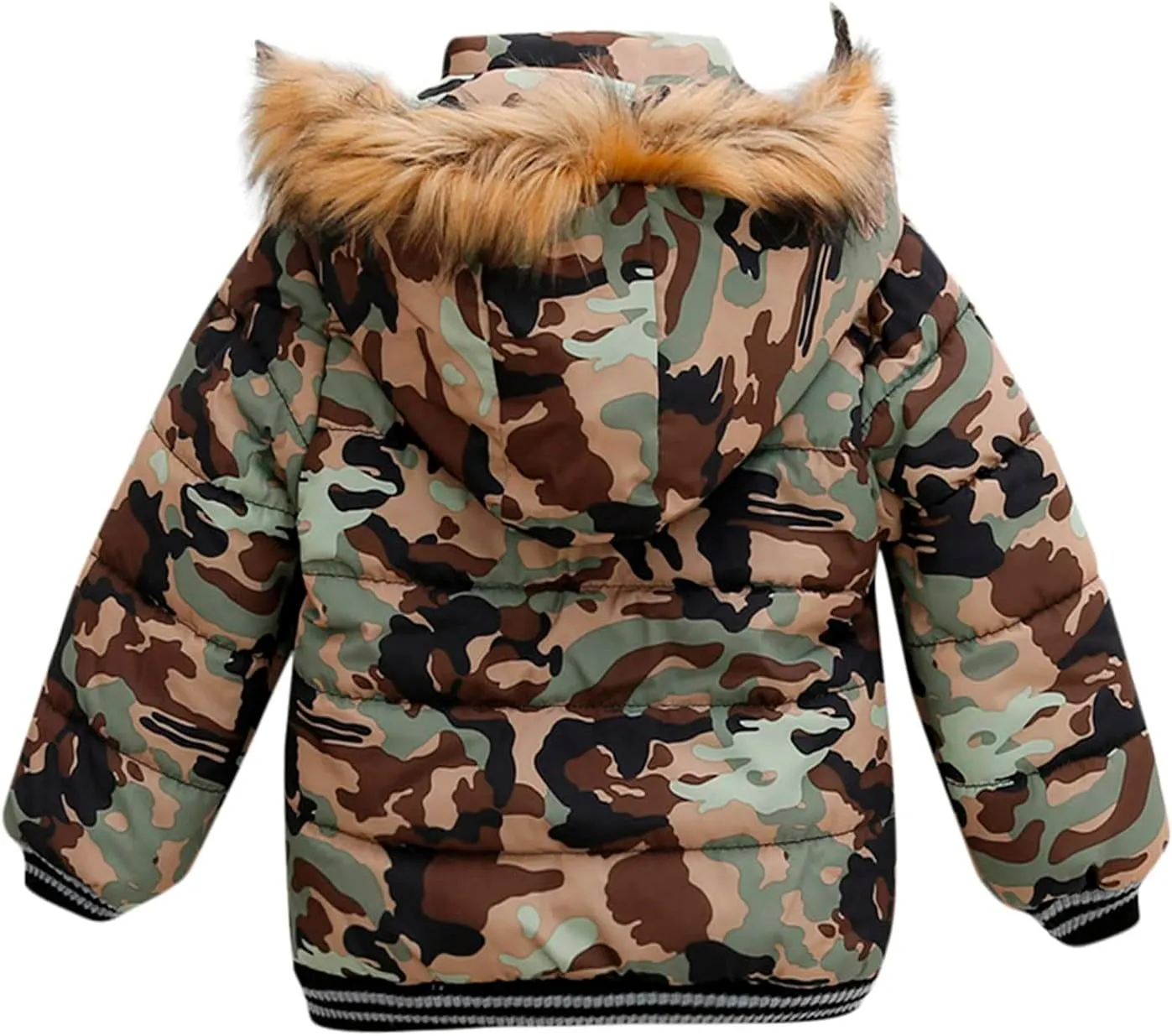 Toddler Boys Girls Down Jacket Fur Hood Thick Warm Winter Coat Parka Kids Fleece Lined Quilted Padded Jacket Coat