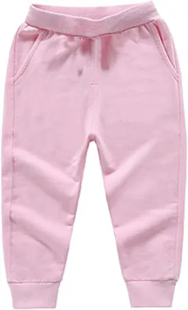Toddler Girls Boy's Sweatpants Baby Cotton Pull on Jogger Pants Kids Solid Elastic Waist Slim Sport Baby Boy Fall Outfit