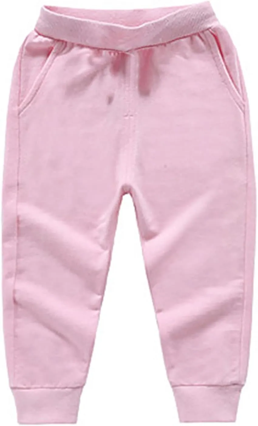 Toddler Girls Boy's Sweatpants Baby Cotton Pull on Jogger Pants Kids Solid Elastic Waist Slim Sport Baby Boy Fall Outfit