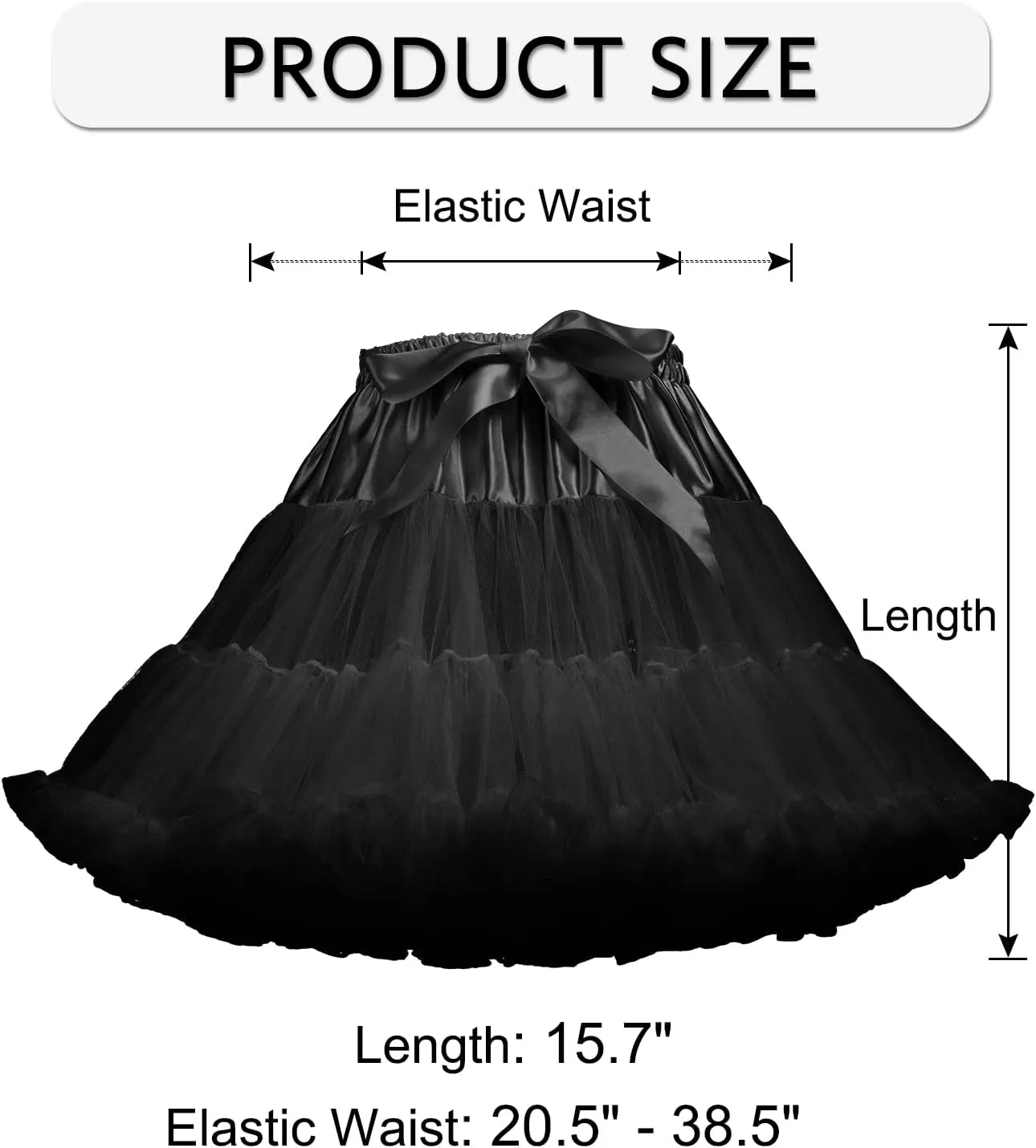 Tulle Petticoats for Women Elastic Waist Chiffon Petticoat Puffy Party Cosplay Underskirt Multi-Layer Short Tutu Skirt