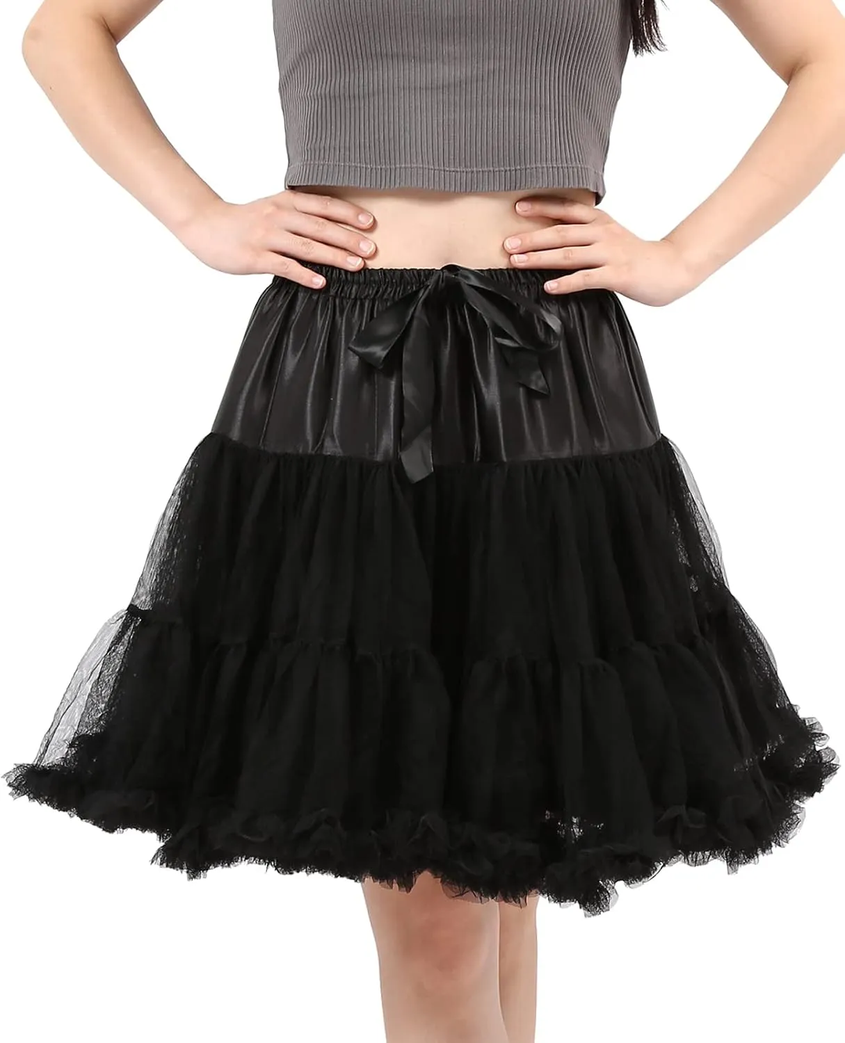 Tulle Petticoats for Women Elastic Waist Chiffon Petticoat Puffy Party Cosplay Underskirt Multi-Layer Short Tutu Skirt
