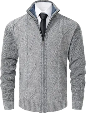 Vcansion Men's Classic Cardigan Sweaters Stand Collar Slim Fit Casual Knitted Sweater