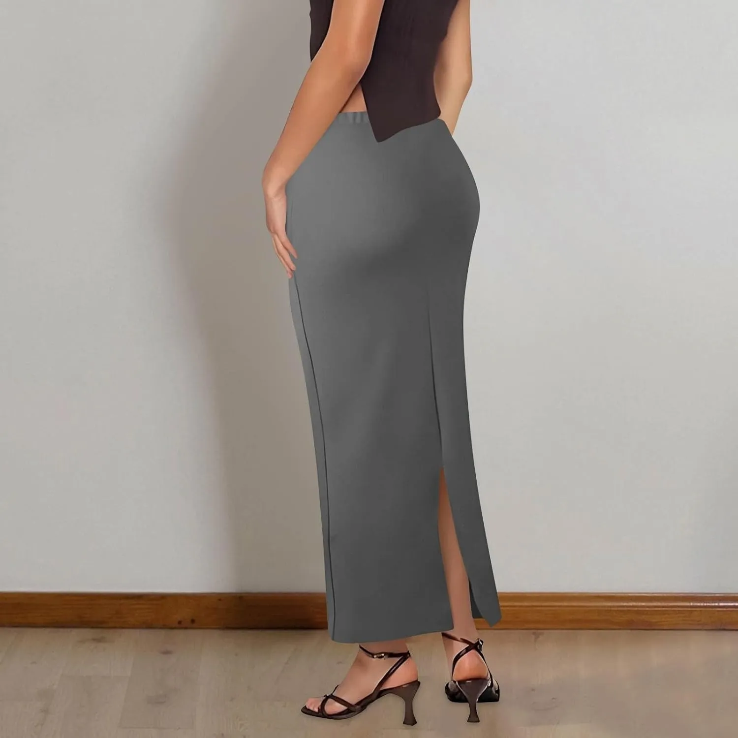 Women's Flowy Skirts Summer Casual High Waisted Ruched Maxi Long Bodycon Going Out Skirts, S-2XL
