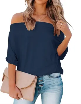 Womens Summer Off The Shoulder Shirts Casual Sexy Short Sleeve Tops Trendy Casual Loose Oversized Blouses Tshirt Tunic