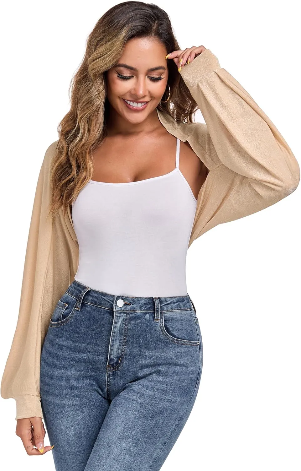 ZAFUL Women's Sheer Shrug Y2K Long Sleeve Cardigans 2025 Irregular Tie Front Bolera